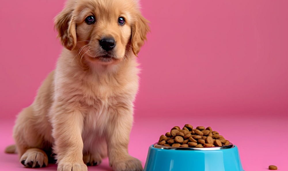 Un chien avec des aliments