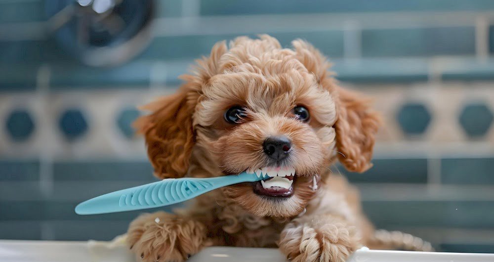 Brossage des dents d'un chien