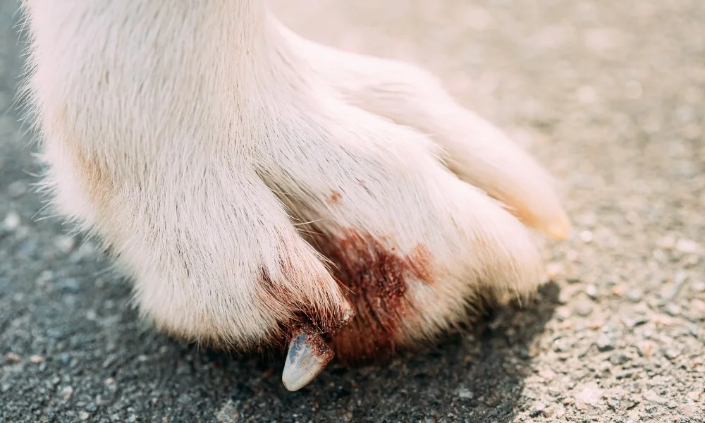 Un chien atteint par la maladie des griffes